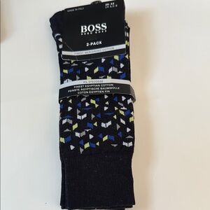 BOSS Men's Multicolor Patterned Dress Socks 2-Pack